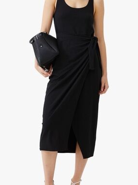 French Connection Zena Jersey Faux Wrap Dress. Black. Medium